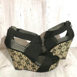 Audrey Brooke Tall Wedge Zip Up Sandals